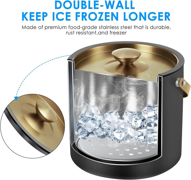 Five Home 3.2L Insulated Ice Buckets for Parties, Elegant Double Wall Stainless Steel Champagne Buckets with Lid & Scoop,Ideal for Cocktail Bar, Chilling Wine, Champagne - Image 2